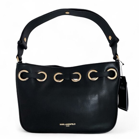 Karl Lagerfeld Black Leather Desiree Bag w/ Karl Purse Charm & Choupette Cat NWT - Picture 4 of 13